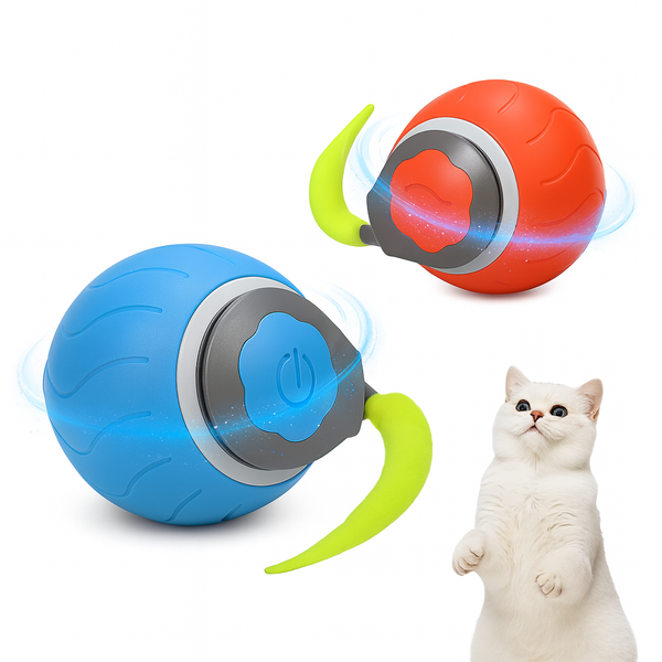 Eurilo™ Smart Cat Teaser Ball – Automatic Rolling Toy with Faux Tail