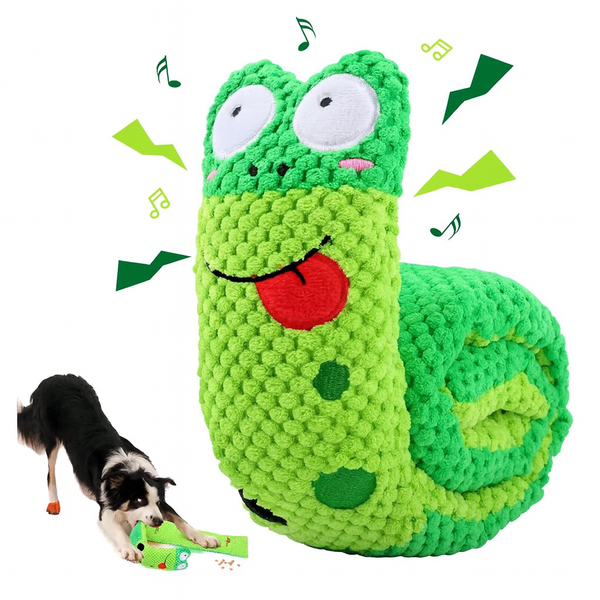 Eurilo™ Snail Puzzle Plush – Foldable Interactive Dog Toy with Squeak & Treat Pockets