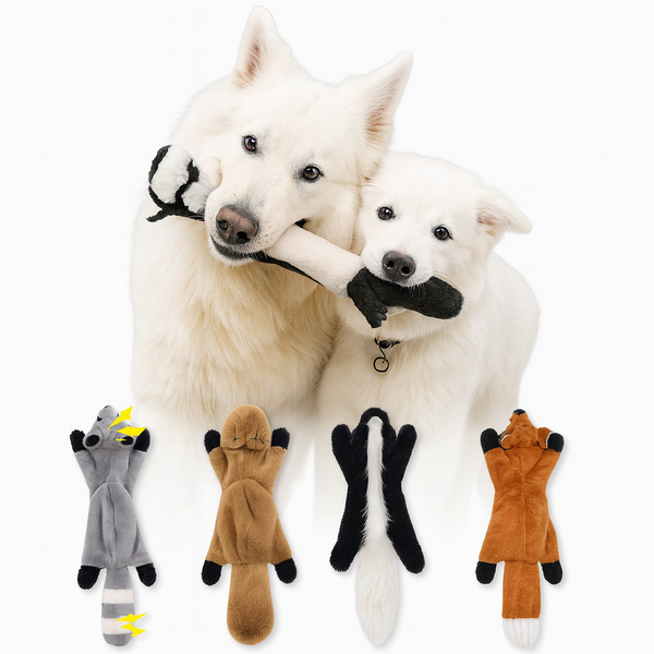 Eurilo™ Flat Animal Plush Toy – No Stuffing, Crinkle & Squeak Fun for Dogs