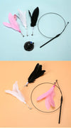 Eurilo™ Cat Feather Teaser Toy – Suction Cup Wand with Bell & Replaceable Head